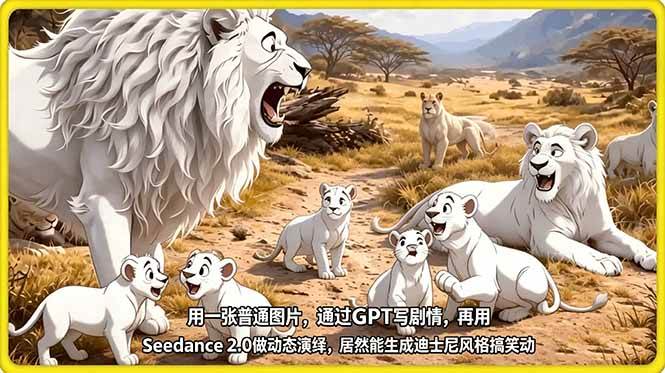 （18137期）用一张普通图片，通过GPT写剧情，再用Seedance 2.0做动态演绎，居然能生成迪士尼风格搞笑动画