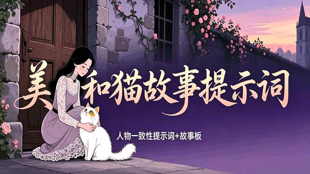 (18909期)美女和猫故事提示词,人物一致性提示词+故事板 (18909期)美女和猫故事提示词,人物一致性提示词+故事板